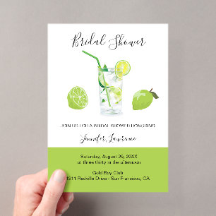 Invitations En Acrylique Tropical Citrus Lime Verte Enterrement de Vie de J