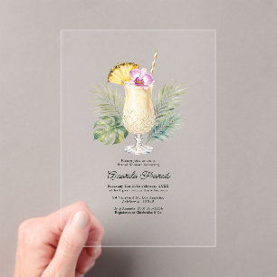 Invitations En Acrylique Tropical Cocktail d'Ananas Mariage sur la Côte