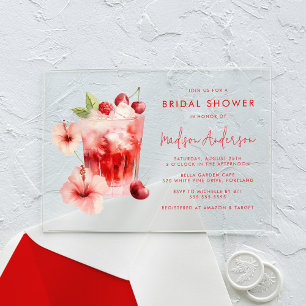 Invitations En Acrylique Tropical Hibiscus Cocktail aux Cerises pour une Ma