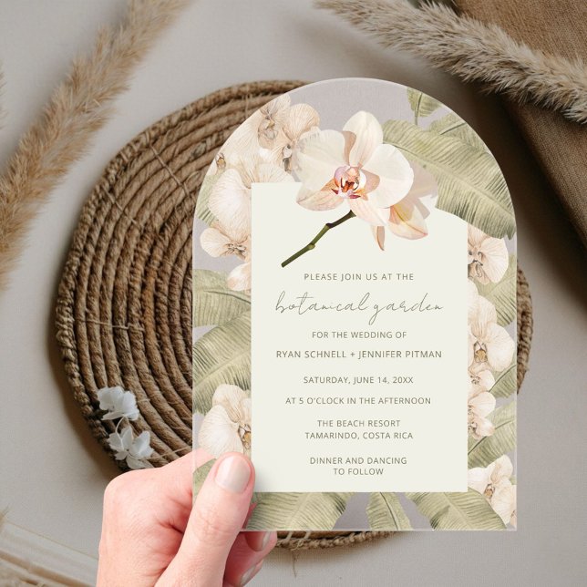 Invitations En Acrylique Tropical Orchid Botanical Garden Wedding  (Créateur téléchargé)