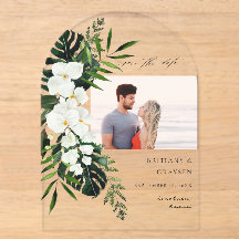 Tropical Palm & Fleur Blanche Photo Enregistrer la