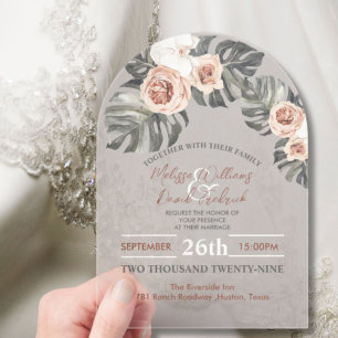 Invitations En Acrylique Tropical Palm Leaf Botanical Boho Chic Mariage