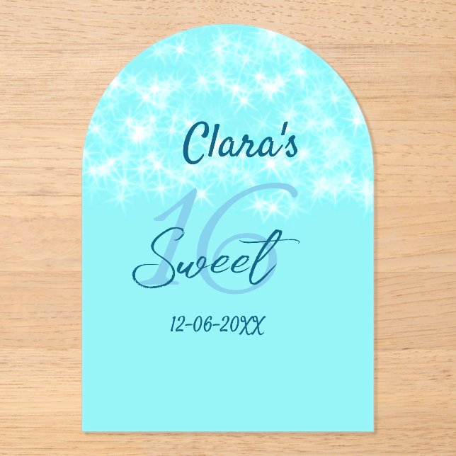 Invitations En Acrylique Turquoise turquoise agate doux 16 anniversaire ajo (Recto)