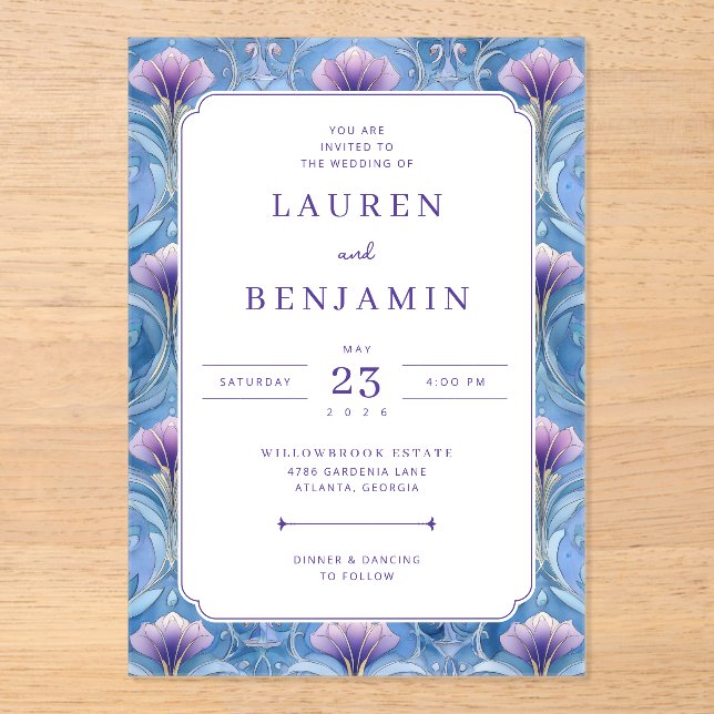 Invitations En Acrylique Twilight Nouveau Wedding (Recto)