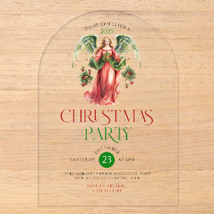 Invitations En Acrylique Typographie d'ange de Noël Fête de Noël