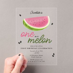 Invitations En Acrylique Un à Melon Watermelon Été 1er Anniversaire