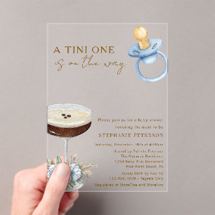 Invitations En Acrylique Un Baby shower Tini One Blue Paci Espresso Martini