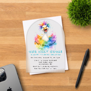 Invitations En Acrylique Un bébé arc-en-ciel d'une oie sotte Cute