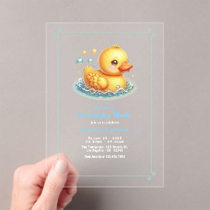 Invitations En Acrylique Un Canard chanceux Première fête d'anniversaire