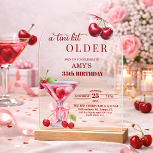 Invitations En Acrylique Un Chic A Tini Bit Older Cherry Martini 35e Annive