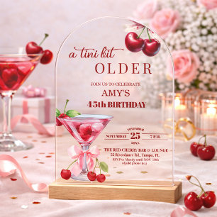 Invitations En Acrylique Un Chic A Tini Bit Older Cherry Martini 45e Annive