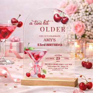 Invitations En Acrylique Un Chic A Tini Bit Plus Âgé Cherry Martini 43e Ann