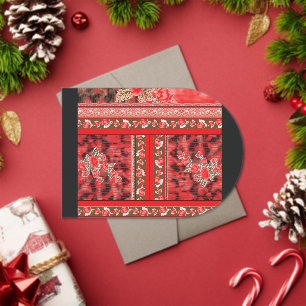 Invitations En Acrylique un design floral rouge et vert sur fond noir