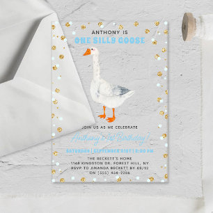 Invitations En Acrylique Un Garçon Une Drôle D'oie 1er Anniversaire