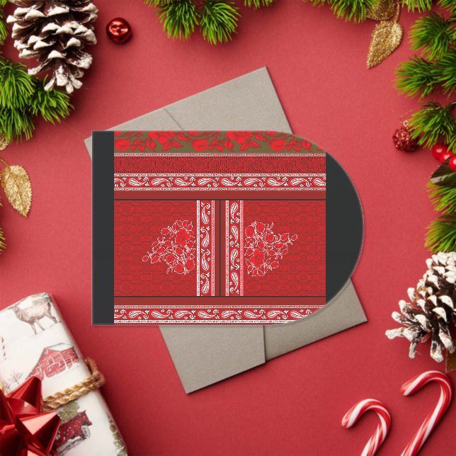 Invitations En Acrylique un motif à croix avec fleurs rouges et vignes (Insitu (vacances))