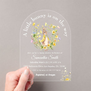Invitations En Acrylique Un petit lapin est en chemin baby shower
