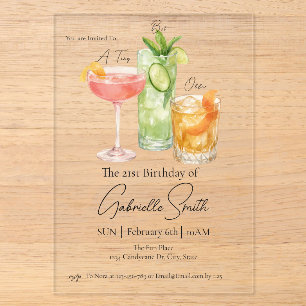Invitations En Acrylique Un peu plus âgé Martini Joyeux 21e anniversaire