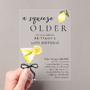 Invitations En Acrylique Un Squeeze plus vieux citron Drop Martini 30e anni