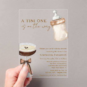 Invitations En Acrylique Un Tini en route, Baby Shower Espresso Martini
