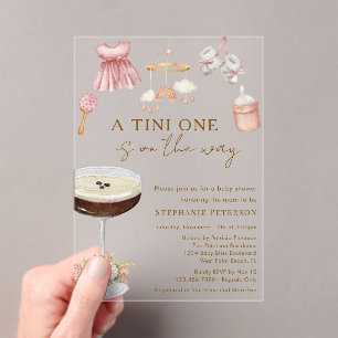 Invitations En Acrylique Un Tini Sur Le Chemin Baby shower Espresso Martini