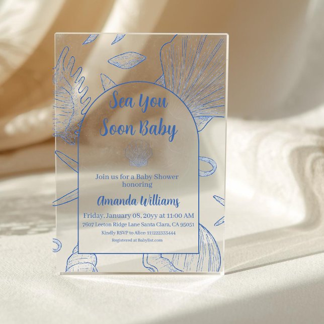 Invitations En Acrylique Under The Sea You Soon Blue Boy Baby Shower (Créateur téléchargé)