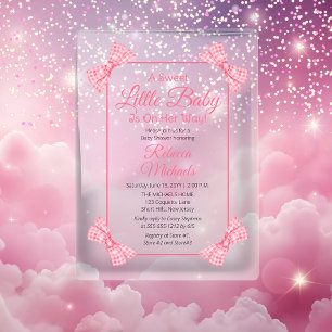 Invitations En Acrylique Une Douce Petite Fille à Rubans Roses Baby Shower