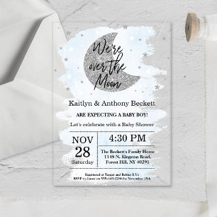 Invitations En Acrylique Une Fête au Clair de Lune   Baby Shower Garçon