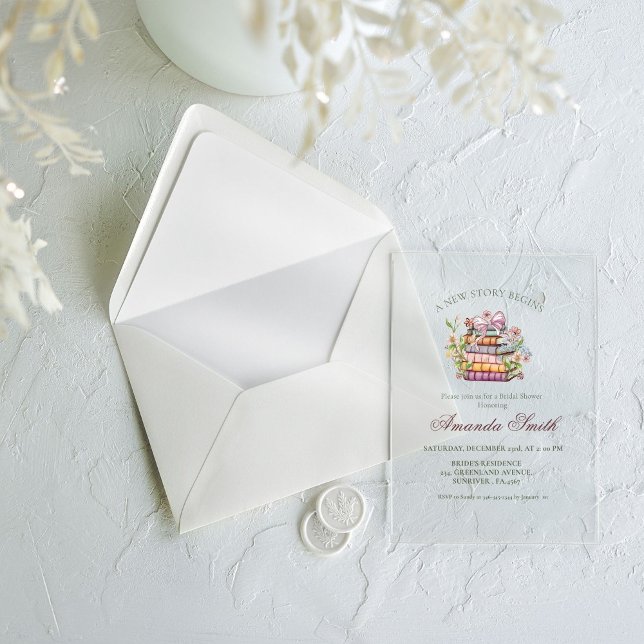 Invitations En Acrylique Une nouvelle Fête des mariées de livre de chapitre (Créateur téléchargé)