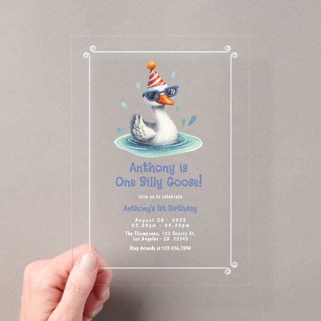 Invitations En Acrylique Une oie sotte fête d'anniversaire (In situ (ordinateur de poche))
