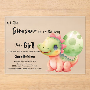 Invitations En Acrylique Une petite Baby Shower de dinosaure est en route