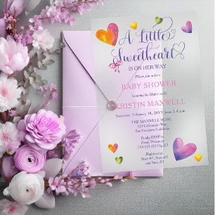 Invitations En Acrylique Une petite chérie est en route Baby Shower