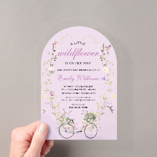 Invitations En Acrylique Une petite fête de bébé Fleur Sauvage de printemps