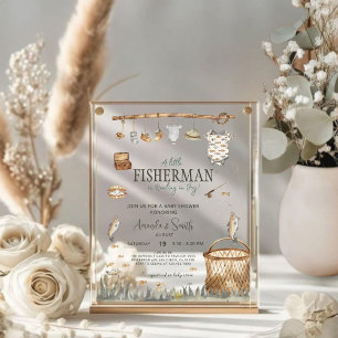 Invitations En Acrylique Une petite fête de bébé pêcheur à la joie
