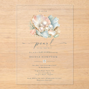 Invitations En Acrylique Une petite fête de bébé Perle Côtière en acrylique
