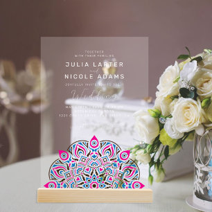 Invitations En Acrylique Variante Ouest Pacifique Ovale Classique Mandala M