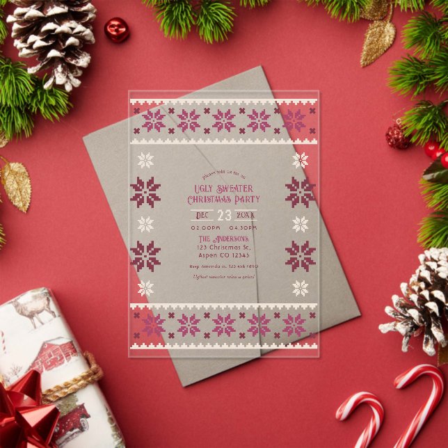 Invitations En Acrylique Velvet Berry Douleur moche fête de Noël (Insitu (vacances))