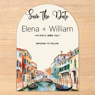Invitations En Acrylique Venise Italie aquarelle romantique Enregistrez la