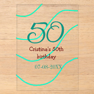 Invitations En Acrylique Vert rouge 50 anniversaire ajouter nom date p