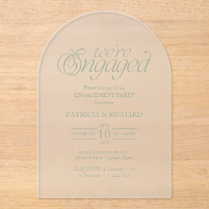 Invitations En Acrylique Vert Sauge Minimaliste Fête de Fiançailles à l'Arc