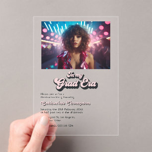 Invitations En Acrylique Vibes Rétro Tendances À Mon Époque De Diplômé Fête