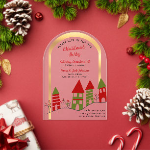 Invitations En Acrylique village dans la neige à Noël gelé