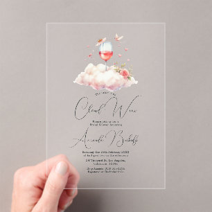 Invitations En Acrylique Vin Élégant Nuage Transparent Baby Shower