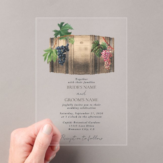 Invitations En Acrylique Vin rustique Barrel Vignoble Mariage (In situ (ordinateur de poche))