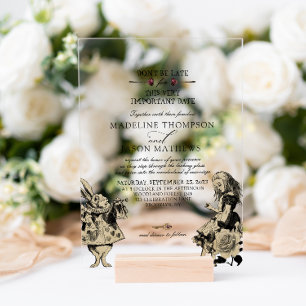 Invitations En Acrylique Vintage Elegant Alice en Mariage Wonderland