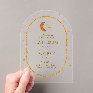 Invitations En Acrylique Vintage étoile de lune céleste Mariage