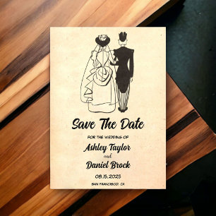 Invitations En Acrylique Vintage Retro Couple Comic Wedding Enregistrer la 