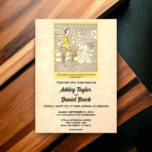 Invitations En Acrylique Vintage Retro Funny Couple Mariage de bande dessin