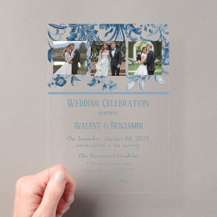 Invitations En Acrylique Vintage Toile Floral Mariage Photo
