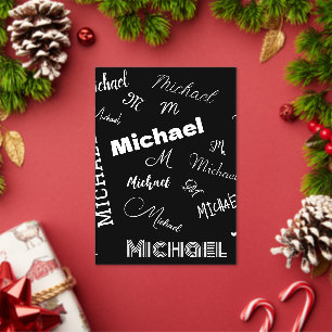 Invitations En Acrylique Votre nom et monogramme motif personnalisé noir