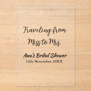 Invitations En Acrylique Voyager douche nuptiale ajouter nom date de manque